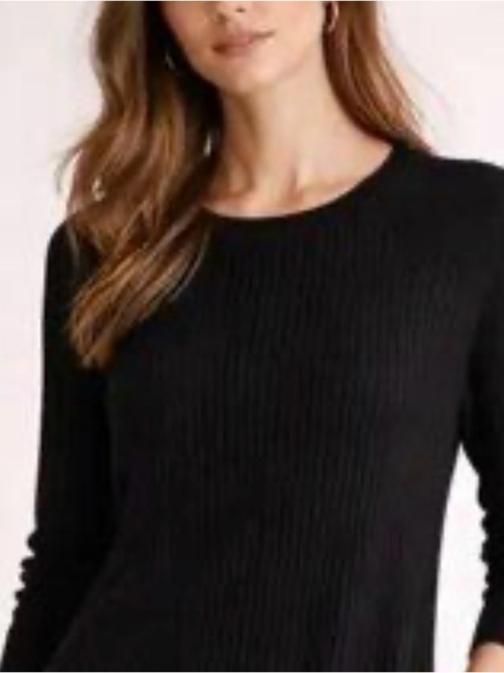 Apt. 9 Black Ribbed Tunic Top Scoop Neck Sweater